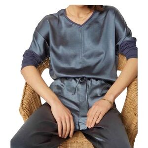 Melissa Nepton Cindy Mixed Media Satin Blouse Size XS